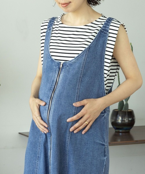 LEPSIM（レプシィム）の「【産前・産後対応】マタニティ／2WAYデニムジャンスカ　116953（マタニティウェア/グッズ・レディース・チャコールグレー/ブルー・FREE）」の8枚目の写真
