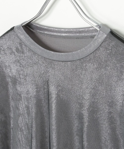 notch.(ノッチ)の「チュールドッキングメタリックTシャツ(Tシャツ/カットソー・レディース・オフホワイト/グレー・M)」の5枚目の写真