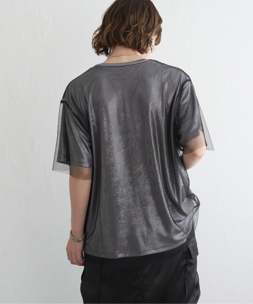 notch.(ノッチ)の「チュールドッキングメタリックTシャツ(Tシャツ/カットソー・レディース・オフホワイト/グレー・M)」の17枚目の写真