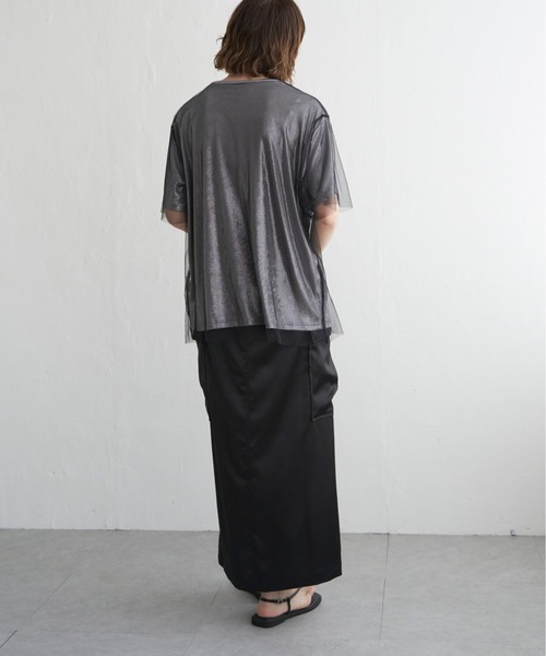 notch.(ノッチ)の「チュールドッキングメタリックTシャツ(Tシャツ/カットソー・レディース・オフホワイト/グレー・M)」の19枚目の写真