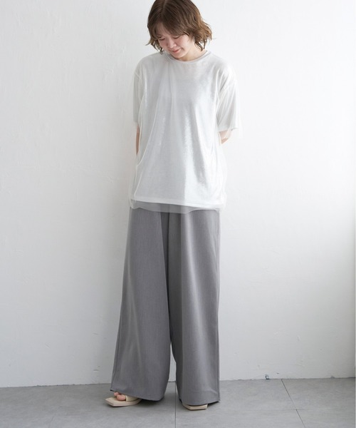 notch.(ノッチ)の「チュールドッキングメタリックTシャツ(Tシャツ/カットソー・レディース・オフホワイト/グレー・M)」の13枚目の写真