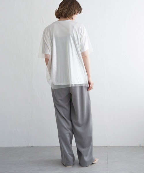 notch.(ノッチ)の「チュールドッキングメタリックTシャツ(Tシャツ/カットソー・レディース・オフホワイト/グレー・M)」の15枚目の写真