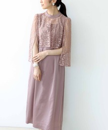 レースケープ風×マットサテンワンピース