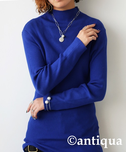 美品　値下げ　試着のみ　alice auaa ハイネックニット 非ウール】【華奢見え効果抜群！】総針ハイネックニット | LOUNGEDRESS