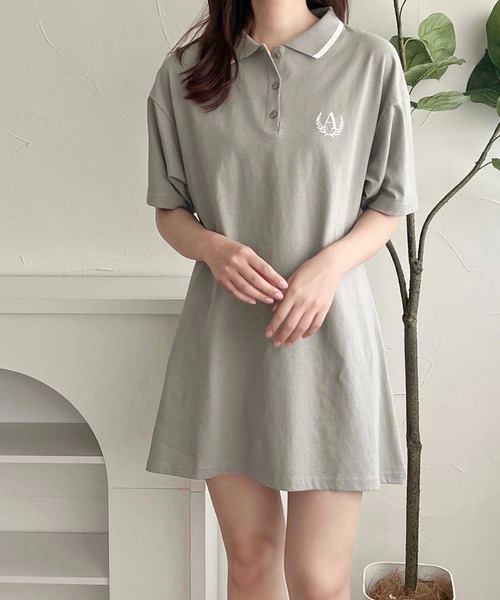 apres jour clair（アプレジュールクレア）の「【apres jour clair】オーバーサイズポロチュニック【ZOZOTOWN限定アイテム】（ワンピース・レディース・アイボリー/グレー/ブラック・X-LARGE/フリー）」の3枚目の写真