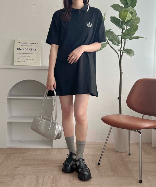 apres jour clair（アプレジュールクレア）の「【apres jour clair】オーバーサイズポロチュニック【ZOZOTOWN限定アイテム】（ワンピース・レディース・アイボリー/グレー/ブラック・X-LARGE/フリー）」の15枚目の写真