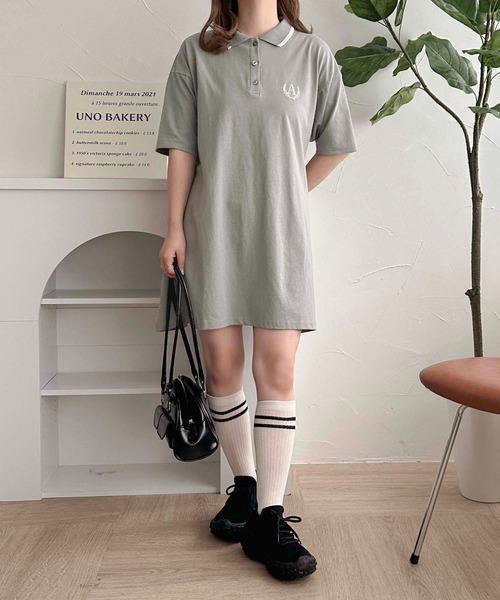 apres jour clair（アプレジュールクレア）の「【apres jour clair】オーバーサイズポロチュニック【ZOZOTOWN限定アイテム】（ワンピース・レディース・アイボリー/グレー/ブラック・X-LARGE/フリー）」の18枚目の写真