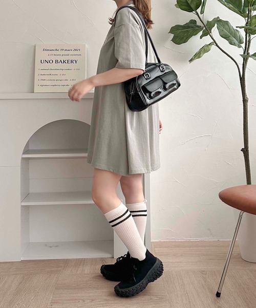 apres jour clair（アプレジュールクレア）の「【apres jour clair】オーバーサイズポロチュニック【ZOZOTOWN限定アイテム】（ワンピース・レディース・アイボリー/グレー/ブラック・X-LARGE/フリー）」の19枚目の写真