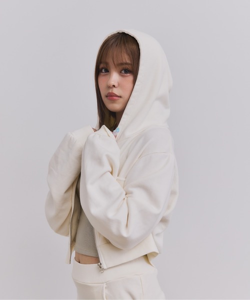 INTER FACTORY(インターファクトリー)の「おさき - (セットアップ)ピグメントジップアップパーカー&カーゴミニスカート made in INTER FACTORY(セットアップ・レディース・チャコールグレー/オフホワイト・FREE)」の9枚目の写真