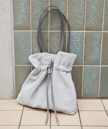 限定展開 レザー ハンドル ラメ 巾着バッグ