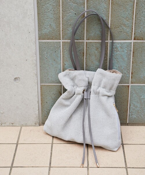 Sale! ❁ハンドメイド❁ White Linenアップリケ巾着3 FREAK'S STORE（フリークスストア）の「限定展開 レザー ハンドル ラメ