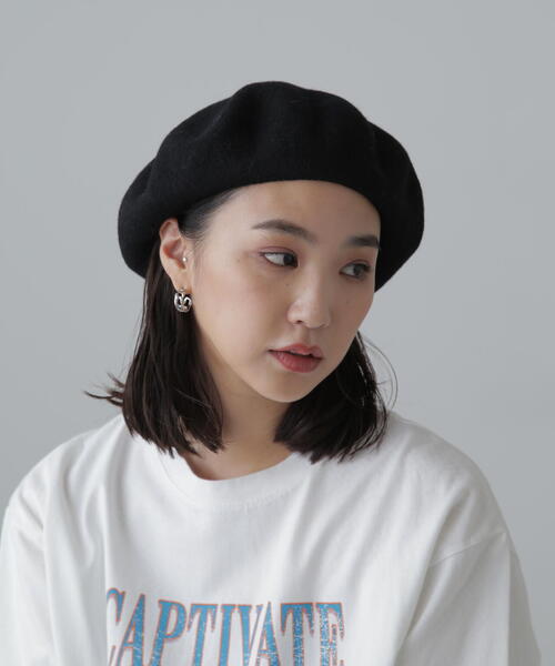 FREE'S MART（フリーズマート）の「ベーシックバスクベレー（ハンチング/ベレー帽・レディース・ブラック/グレー・ﾌﾘ-）」の3枚目の写真