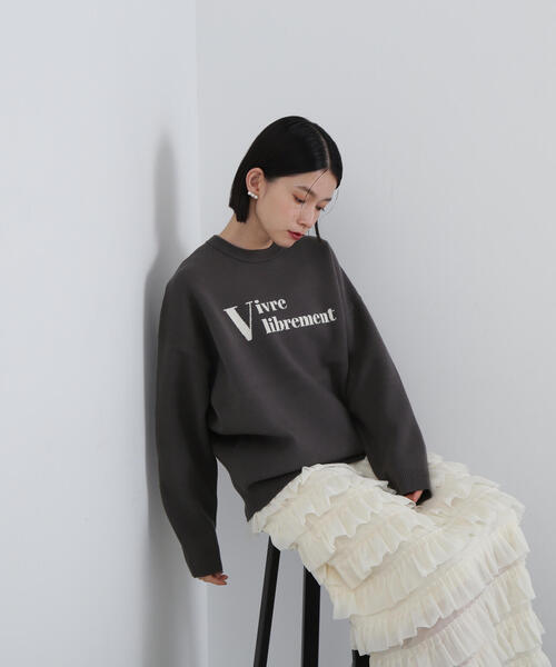 N.（N. Natural Beauty Basic）（エヌエヌナチュラルビューティーベーシック）の「◆ジャガードロゴニット（ニット/セーター・レディース・チャコールグレー/ベージュ/ネイビー・MEDIUM）」の22枚目の写真