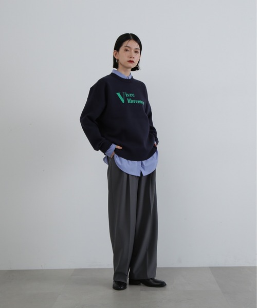 N.（N. Natural Beauty Basic）（エヌエヌナチュラルビューティーベーシック）の「◆ジャガードロゴニット（ニット/セーター・レディース・チャコールグレー/ベージュ/ネイビー・MEDIUM）」の13枚目の写真