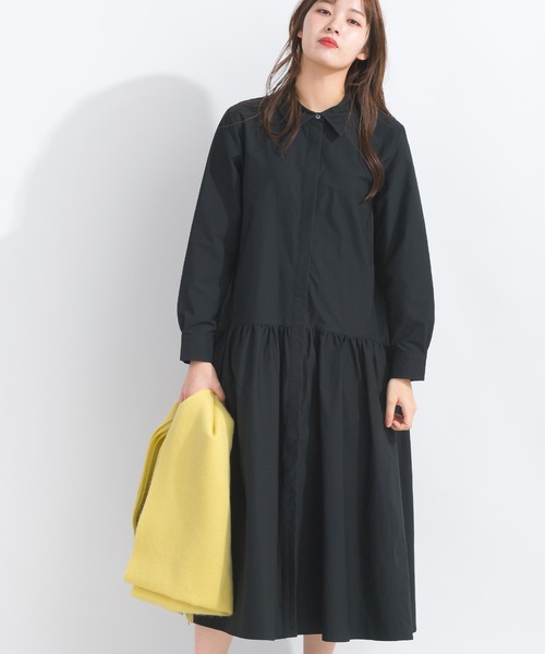 【WEB限定】ローウエスト切り替えシャツワンピース