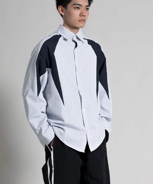 aimoha(アイモハ)の「【aimoha neo】 Dynamic Color Block Shirt(シャツ/ブラウス・メンズ・ブラック/ブルー・MEDIUM/LARGE/X-LARGE/XX-LARGE)」の1枚目の写真