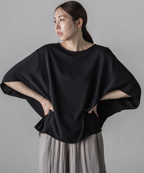 la.f…(ラエフ)の「梨地ドルマンブラウス≪洗濯機で洗える≫(シャツ/ブラウス・レディース・ブラック/ブルー/ホワイト・9号)」の3枚目の写真