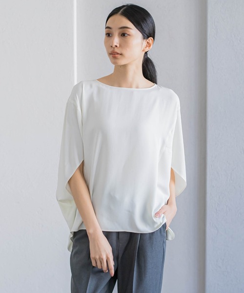 la.f…(ラエフ)の「梨地ドルマンブラウス≪洗濯機で洗える≫(シャツ/ブラウス・レディース・ブラック/ブルー/ホワイト・9号)」の4枚目の写真