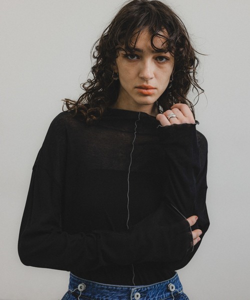O0u(オーゼロユー)の「カラーステッチシアーTEE 272766(Tシャツ/カットソー・レディース・ホワイト/ネイビー/ブラック・FREE)」の14枚目の写真