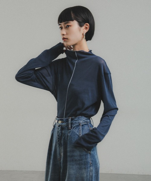 O0u(オーゼロユー)の「カラーステッチシアーTEE 272766(Tシャツ/カットソー・レディース・ホワイト/ネイビー/ブラック・FREE)」の21枚目の写真