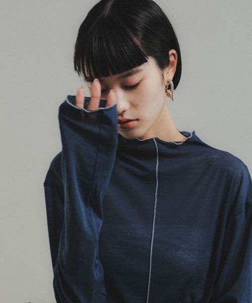 O0u(オーゼロユー)の「カラーステッチシアーTEE 272766(Tシャツ/カットソー・レディース・ホワイト/ネイビー/ブラック・FREE)」の22枚目の写真