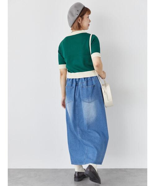 ehka sopo（エヘカソポ）の「バイカラーニットポロ（ニット/セーター・レディース・ダークオレンジ/グリーン/ブラック/キナリ・F）」の14枚目の写真