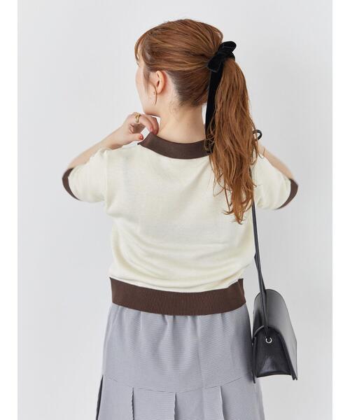 ehka sopo（エヘカソポ）の「バイカラーニットポロ（ニット/セーター・レディース・ダークオレンジ/グリーン/ブラック/キナリ・F）」の17枚目の写真