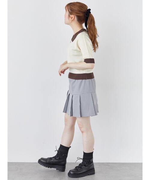 ehka sopo（エヘカソポ）の「バイカラーニットポロ（ニット/セーター・レディース・ダークオレンジ/グリーン/ブラック/キナリ・F）」の20枚目の写真