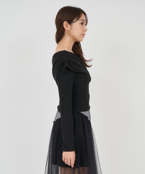 ROYAL PARTY(ロイヤルパーティー)の「アシンメトリーカットトップス(Tシャツ/カットソー・レディース・ライトグレー/ピンク/ブラック・FREE)」の8枚目の写真