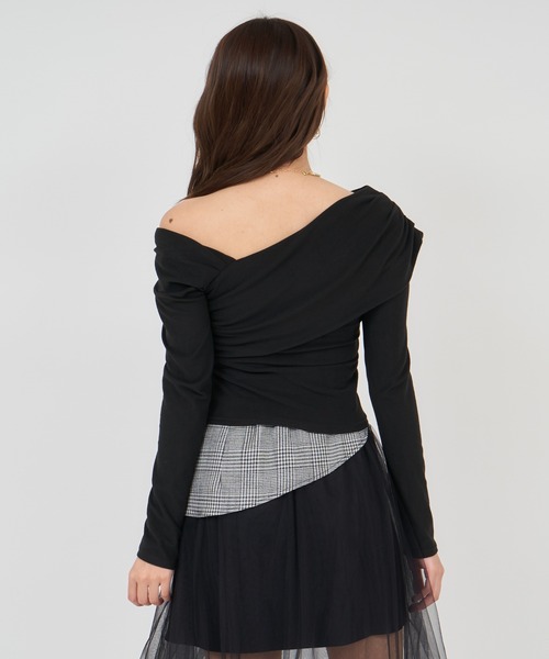 ROYAL PARTY(ロイヤルパーティー)の「アシンメトリーカットトップス(Tシャツ/カットソー・レディース・ライトグレー/ピンク/ブラック・FREE)」の9枚目の写真