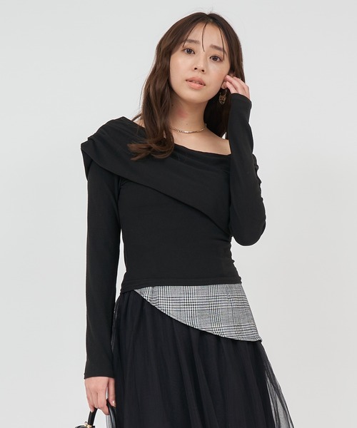 ROYAL PARTY(ロイヤルパーティー)の「アシンメトリーカットトップス(Tシャツ/カットソー・レディース・ライトグレー/ピンク/ブラック・FREE)」の10枚目の写真