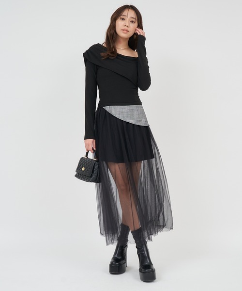 ROYAL PARTY(ロイヤルパーティー)の「アシンメトリーカットトップス(Tシャツ/カットソー・レディース・ライトグレー/ピンク/ブラック・FREE)」の11枚目の写真