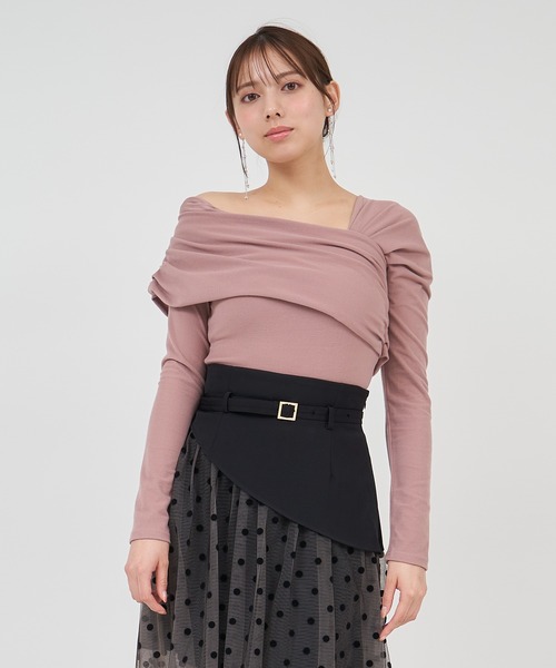 ROYAL PARTY(ロイヤルパーティー)の「アシンメトリーカットトップス(Tシャツ/カットソー・レディース・ライトグレー/ピンク/ブラック・FREE)」の12枚目の写真