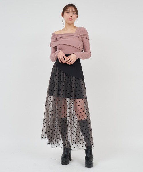 ROYAL PARTY(ロイヤルパーティー)の「アシンメトリーカットトップス(Tシャツ/カットソー・レディース・ライトグレー/ピンク/ブラック・FREE)」の13枚目の写真