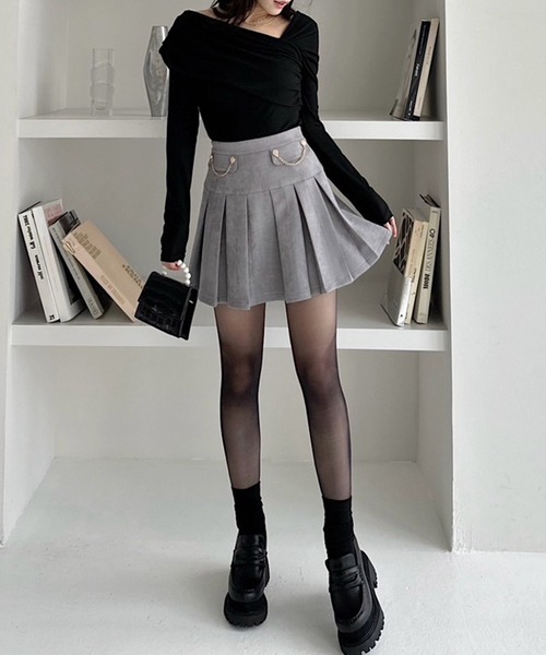 ROYAL PARTY(ロイヤルパーティー)の「アシンメトリーカットトップス(Tシャツ/カットソー・レディース・ライトグレー/ピンク/ブラック・FREE)」の4枚目の写真