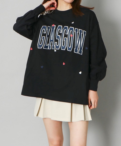 GORGE(ゴージ)の「《GLASGOWロゴ×ハート刺しゅう》レディース フェルト貼付け 長袖ロンT カジュアル 春秋冬(Tシャツ/カットソー・レディース・ブラック/オートミール/オフホワイト・F)」の8枚目の写真