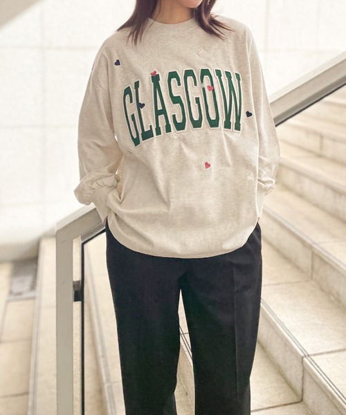 GORGE(ゴージ)の「《GLASGOWロゴ×ハート刺しゅう》レディース フェルト貼付け 長袖ロンT カジュアル 春秋冬(Tシャツ/カットソー・レディース・ブラック/オートミール/オフホワイト・F)」の9枚目の写真