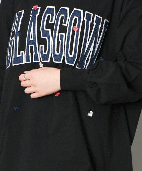 GORGE(ゴージ)の「《GLASGOWロゴ×ハート刺しゅう》レディース フェルト貼付け 長袖ロンT カジュアル 春秋冬(Tシャツ/カットソー・レディース・ブラック/オートミール/オフホワイト・F)」の14枚目の写真