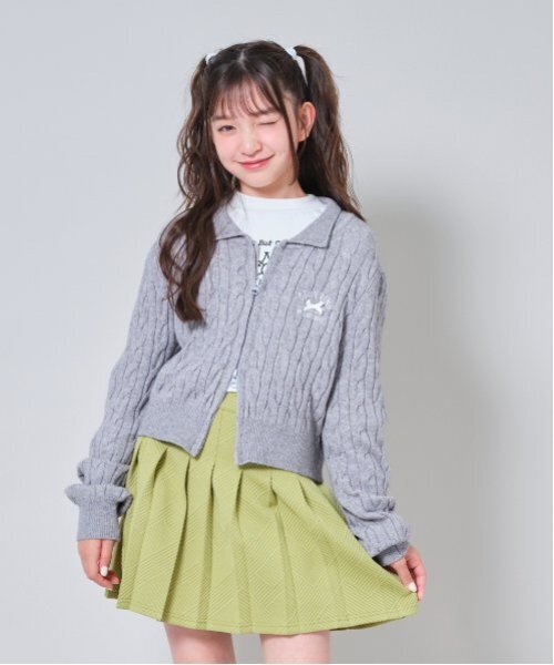 by LOVEiT（バイラビット）の「ダブルジップニットカーディガン（カーディガン/ボレロ・キッズ・アイボリー/サックスブルー/ブラック/グレー・120cm/130cm/140cm/150cm/160cm）」の3枚目の写真