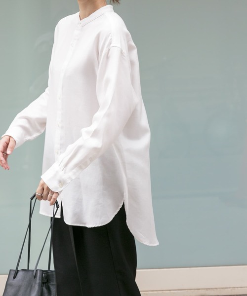 FORK&SPOON（フォークアンドスプーン）の「FORK&SPOON　ダブルクロスバンドカラーシャツ（シャツ/ブラウス・レディース・オフホワイト/ストライプ・1）」の6枚目の写真