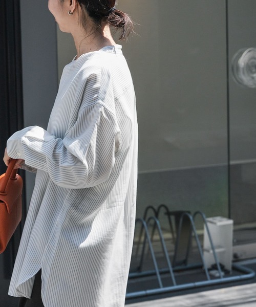 FORK&SPOON（フォークアンドスプーン）の「FORK&SPOON　ダブルクロスバンドカラーシャツ（シャツ/ブラウス・レディース・オフホワイト/ストライプ・1）」の15枚目の写真