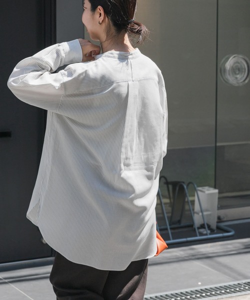 FORK&SPOON（フォークアンドスプーン）の「FORK&SPOON　ダブルクロスバンドカラーシャツ（シャツ/ブラウス・レディース・オフホワイト/ストライプ・1）」の16枚目の写真