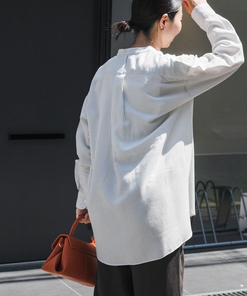 FORK&SPOON（フォークアンドスプーン）の「FORK&SPOON　ダブルクロスバンドカラーシャツ（シャツ/ブラウス・レディース・オフホワイト/ストライプ・1）」の17枚目の写真