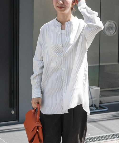 FORK&SPOON（フォークアンドスプーン）の「FORK&SPOON　ダブルクロスバンドカラーシャツ（シャツ/ブラウス・レディース・オフホワイト/ストライプ・1）」の19枚目の写真