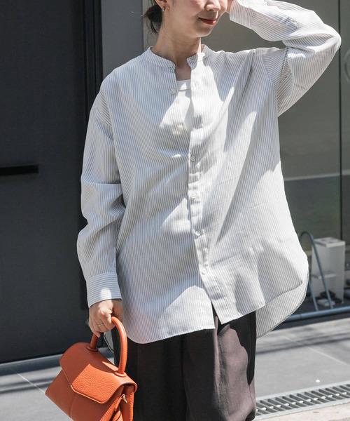 FORK&SPOON（フォークアンドスプーン）の「FORK&SPOON　ダブルクロスバンドカラーシャツ（シャツ/ブラウス・レディース・オフホワイト/ストライプ・1）」の20枚目の写真