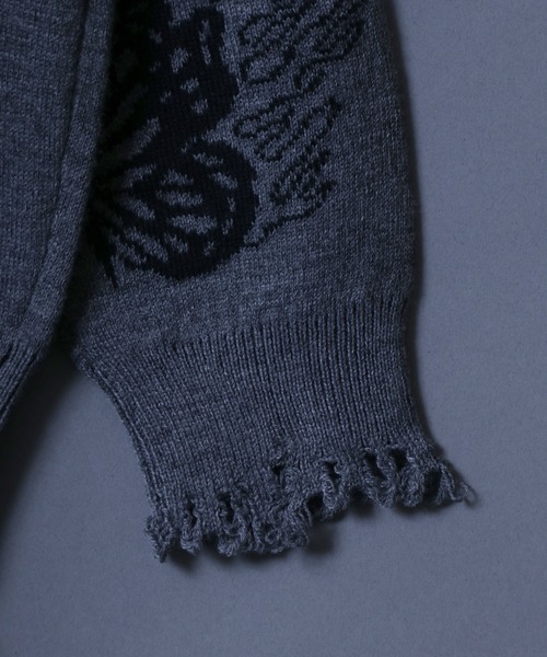 ANPAS(アンパス)の「Jacquard Fabric Oversized Butterfly Knit/ジャガード バタフライ デザインニット ステッチ ダメージニット レディース メンズ(ニット/セーター・メンズ・グレー系その他/ブラック/グレー/ブラック系その他・L/M)」の17枚目の写真