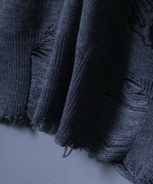ANPAS(アンパス)の「Jacquard Fabric Oversized Butterfly Knit/ジャガード バタフライ デザインニット ステッチ ダメージニット レディース メンズ(ニット/セーター・メンズ・グレー系その他/ブラック/グレー/ブラック系その他・L/M)」の19枚目の写真