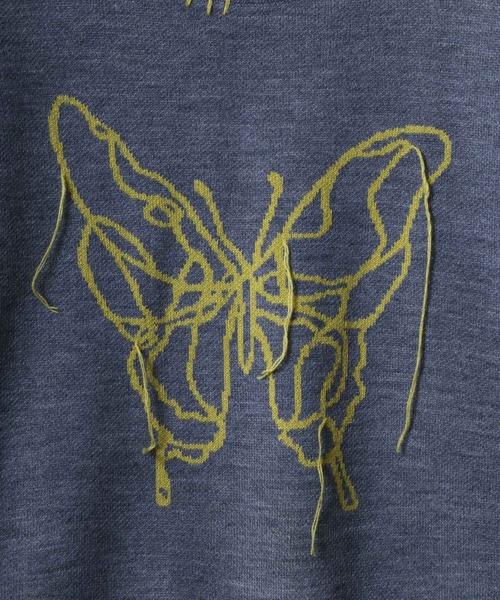 ANPAS(アンパス)の「Jacquard Fabric Oversized Butterfly Knit/ジャガード バタフライ デザインニット ステッチ ダメージニット レディース メンズ(ニット/セーター・メンズ・グレー系その他/ブラック/グレー/ブラック系その他・L/M)」の12枚目の写真