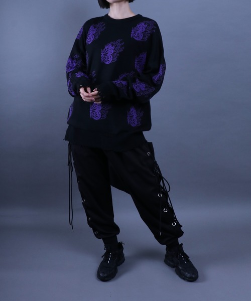 ANPAS(アンパス)の「Jacquard Fabric Oversized Butterfly Knit/ジャガード バタフライ デザインニット ステッチ ダメージニット レディース メンズ(ニット/セーター・メンズ・グレー系その他/ブラック/グレー/ブラック系その他・L/M)」の20枚目の写真