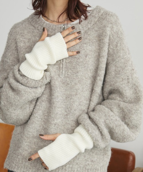 Auntie Rosa Holiday（アンティローザホリデー）の「リブグローブ / スマホタッチ対応（手袋・レディース・アイボリー/ブラック/ブルー/グリーン・FREE）」の6枚目の写真
